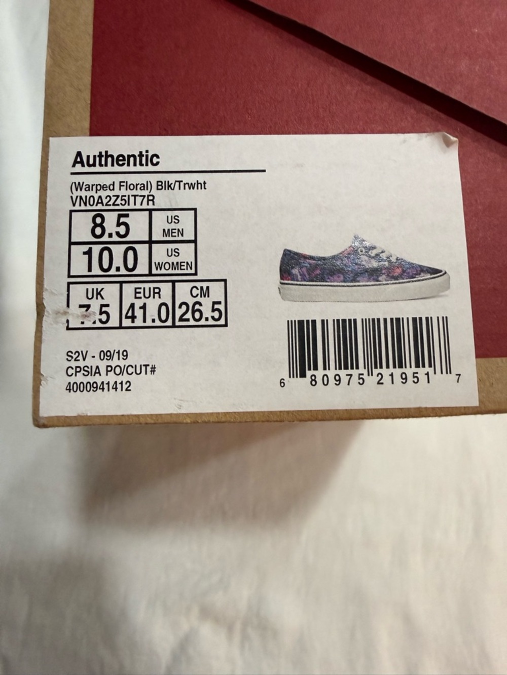 NIB Vans Warped Floral Shoes Size 10 - Picture 5 of 6